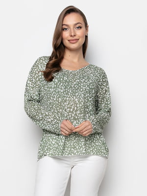 Блуза цвета хаки с принтом | 6276147