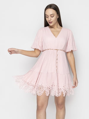 Платье А-силуэта розовое в принт | 6276326