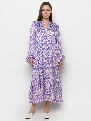 Платье А-силуэта фиолетовое в принт | 6276454