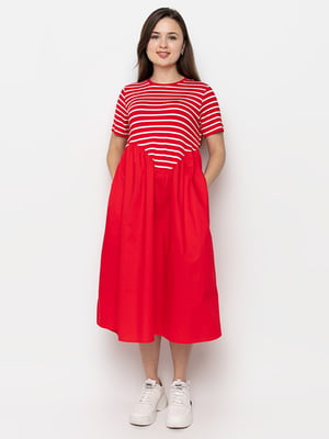 Сукня-футболка червона в смужку | 6276500