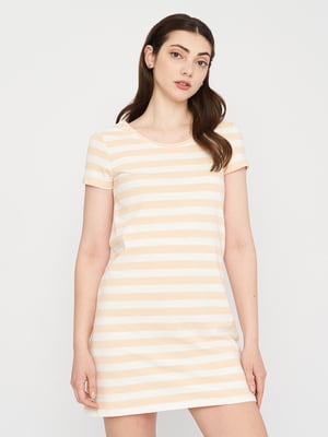 Сукня-футболка персикового кольору у смужку | 6279521