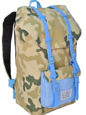 Рюкзак цвета хаки с принтом | 5966114