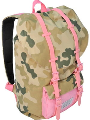 Рюкзак цвета хаки с принтом | 5966115