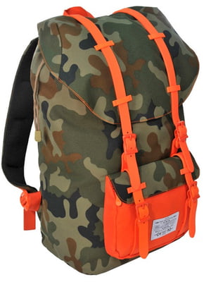 Рюкзак цвета хаки с принтом | 5966116