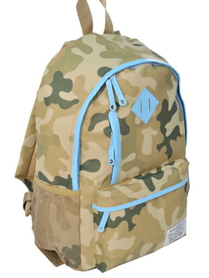 Рюкзак цвета хаки с принтом | 5966119