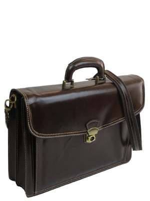 Шкіряний чоловічий портфель Tomskor коричневий 81562 | 6276802