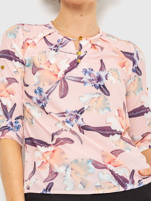 Блуза персикова з квітковим принтом | 6280125