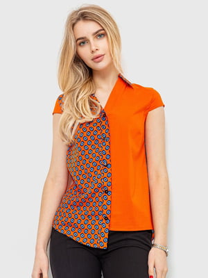 Блуза оранжевая с принтом | 6280201