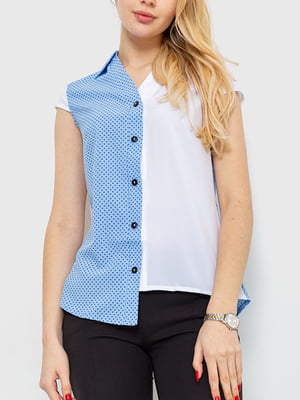 Блуза біло-блакитна в горох | 6280210