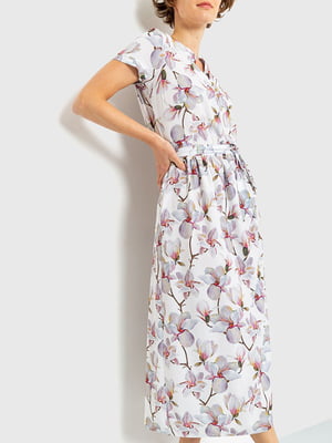 Платье А-силуэта серое с цветочным принтом | 6280568