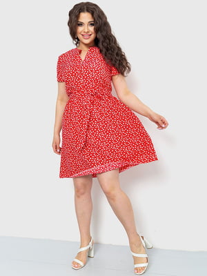 Платье А-силуэта красное с цветочным принтом | 6280608