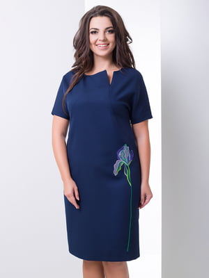 Платье темно-синее с авторской вышивкой «Августа» | 6282164
