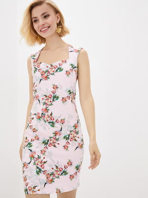 Платье розовое с цветочным принтом «Арлет» | 6282175