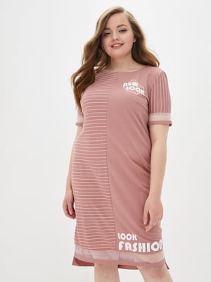 Сукня-футболка пудрового кольору "Саванна" | 6282326