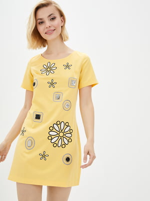 Платье-футболка желтое с принтом "Соланж" | 6282338