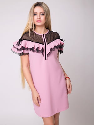 Платье А-силуэта розовое "Лорена" | 6282433