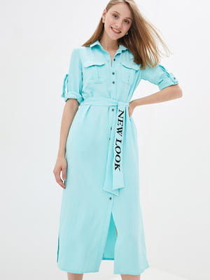 Платье-рубашка бирюзового цвета "Лимана" | 6282443
