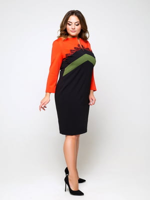 Платье черно-морковного цвета «Эрлин» | 6282485