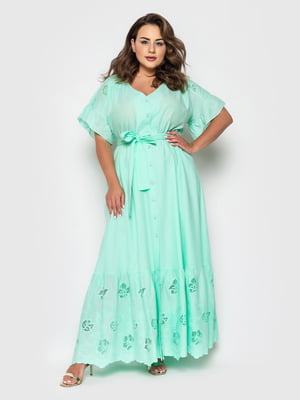 Платье А-силуэта мятного цвета "Сюзанна" | 6282640