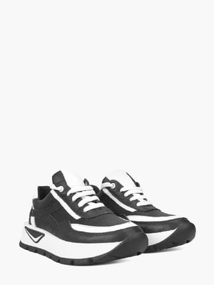 Кроссовки черно-белые кожаные | 6285688