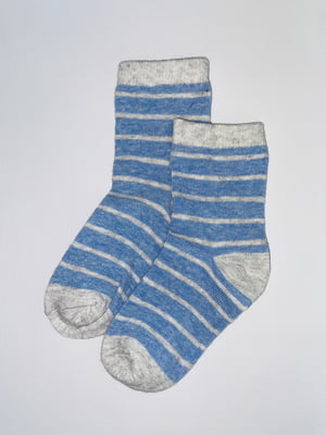 Шкарпетки сіро-блакитні в смужку | 6285817