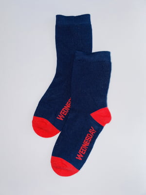 Шкарпетки синьо-червоні з написом | 6285914