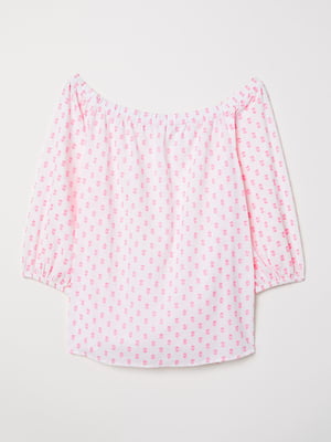 Блуза бело-розовая с принтом | 6285973