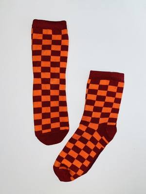 Шкарпетки помаранчеві в шаховий малюнок | 6286095