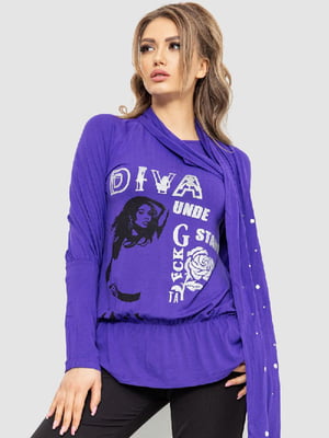 Блуза фіолетова з принтом | 6286401