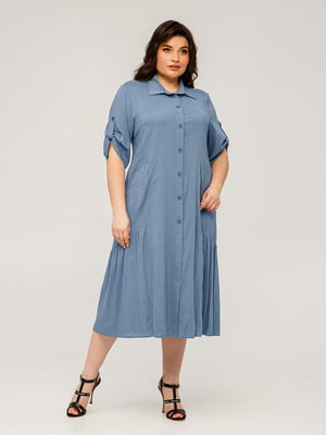 Платье-рубашка синее “Светлана” | 6293349