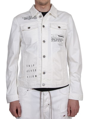 Куртка джинсова біла з принтом | 6296018
