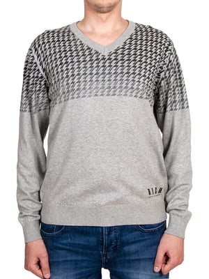 Пуловер серый с принтом | 6296049