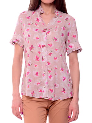 Рубашка розовая с принтом | 6296336