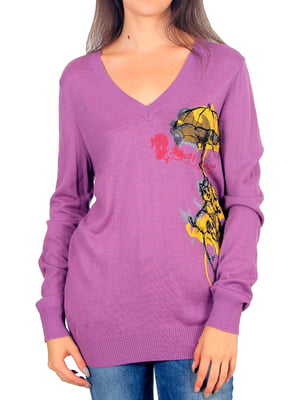 Пуловер фиолетовый с рисунком | 6296417