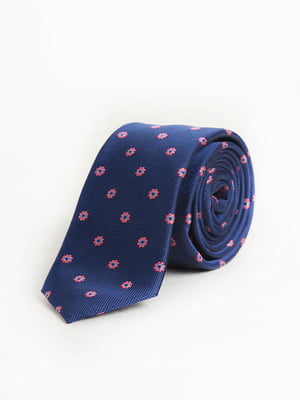 Краватка синя в принт | 6301759