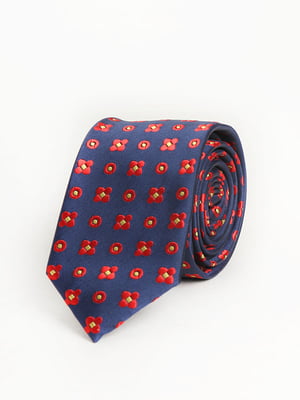 Краватка синя в принт | 6301760