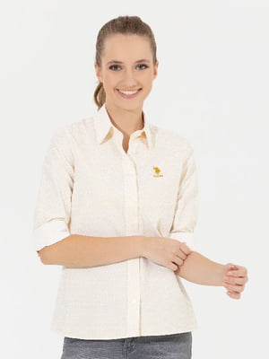 Рубашка бело-желтая с принтом | 6301962