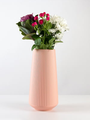 Ваза для квітів декоративна рожева (30 см) | 6305912