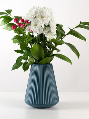 Ваза для квітів декоративна синя (20 см) | 6305915