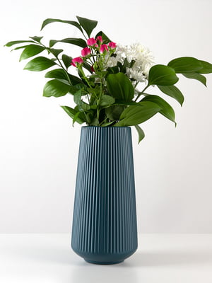 Ваза для квітів декоративна синя (30 см) | 6305916