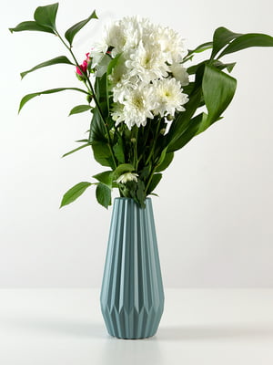 Ваза для квітів декоративна блакитна (22 см) | 6305922