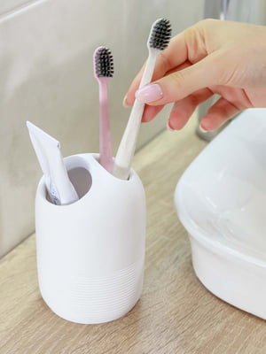Подставка для зубных щеток и пасты белая | 6305964