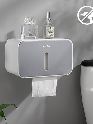 Держатель для туалетной бумаги клейкий бело-серый | 6305582