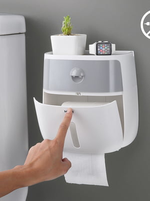 Держатель для туалетной бумаги клейкий бело-серый | 6305584