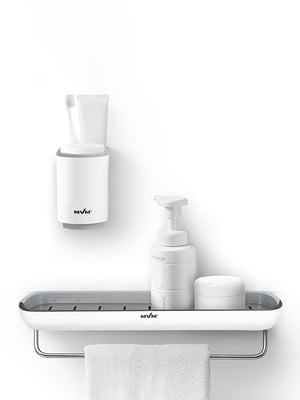 Набор для ванны: полочка с полотенцедержателем и держатель для зубных щеток со стаканами | 6305816