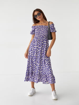 Сукня А-силуету фіолетова в квітковий принт | 6307038