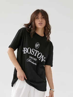 Футболка черная с надписью Boston | 6307179