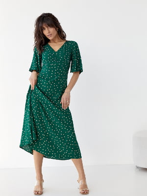 Сукня А-силуету зелена в горох | 6307242