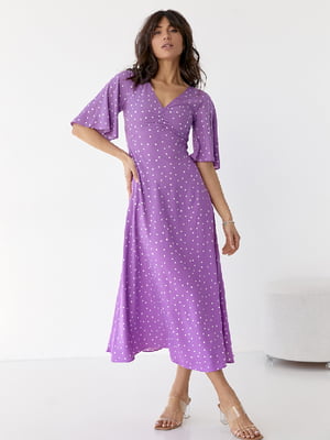 Платье А-силуэта фиолетовое в горох | 6307246