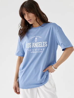 Футболка голубая с надписью Los Angeles | 6307273